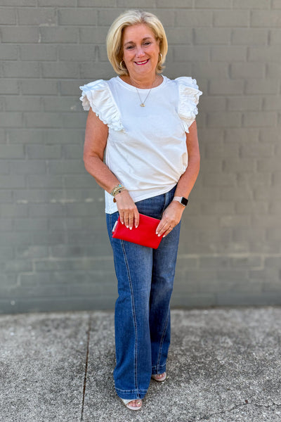 Wide Leg Trouser paired with white top