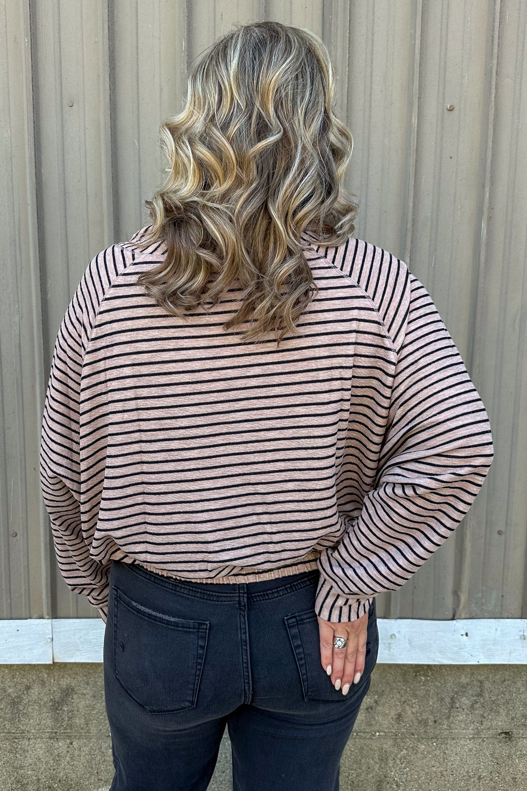 Black & Mocha Stripe Cowl Top