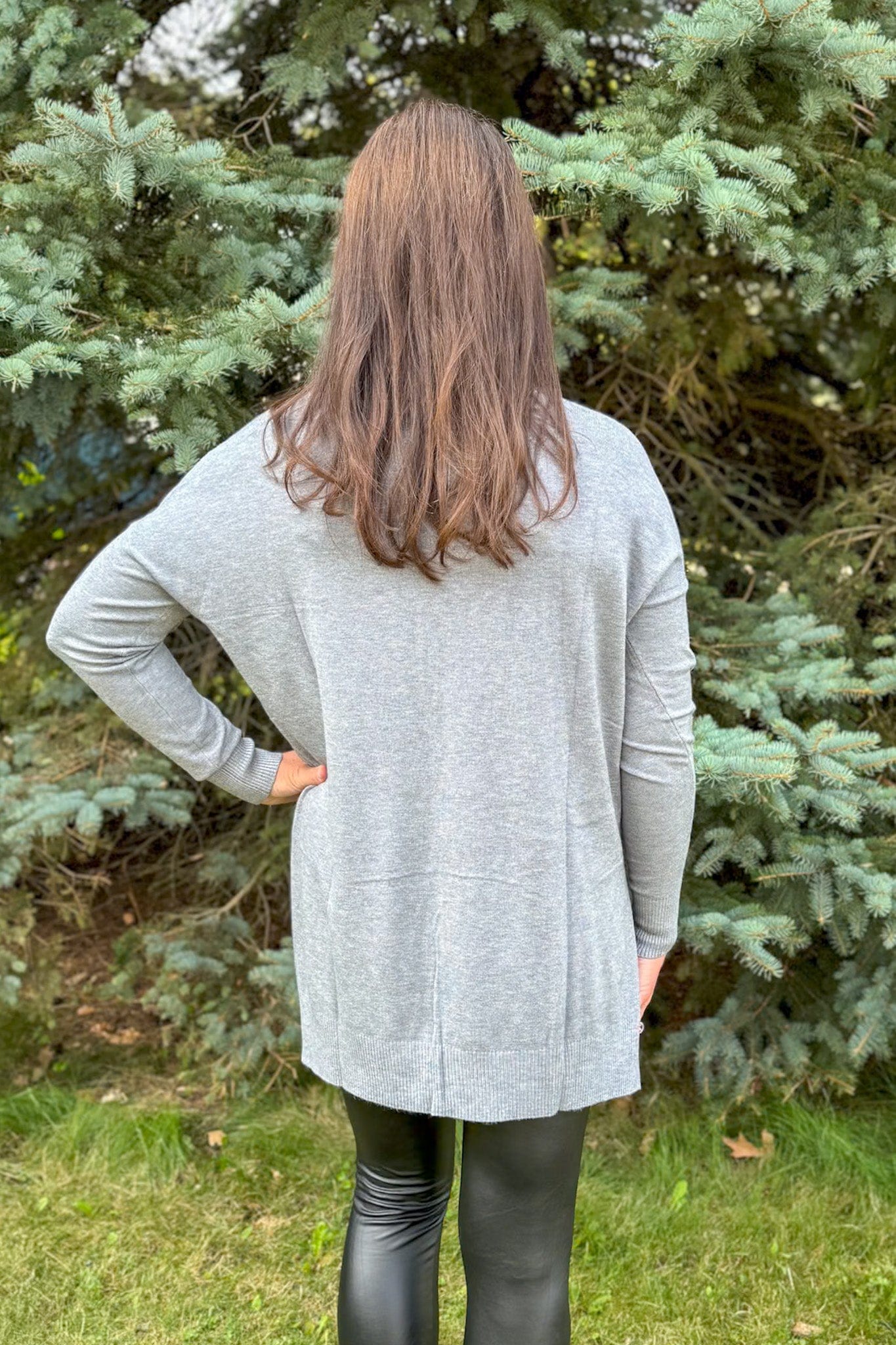 Heathered Grey V-Neck Butter Sweater back