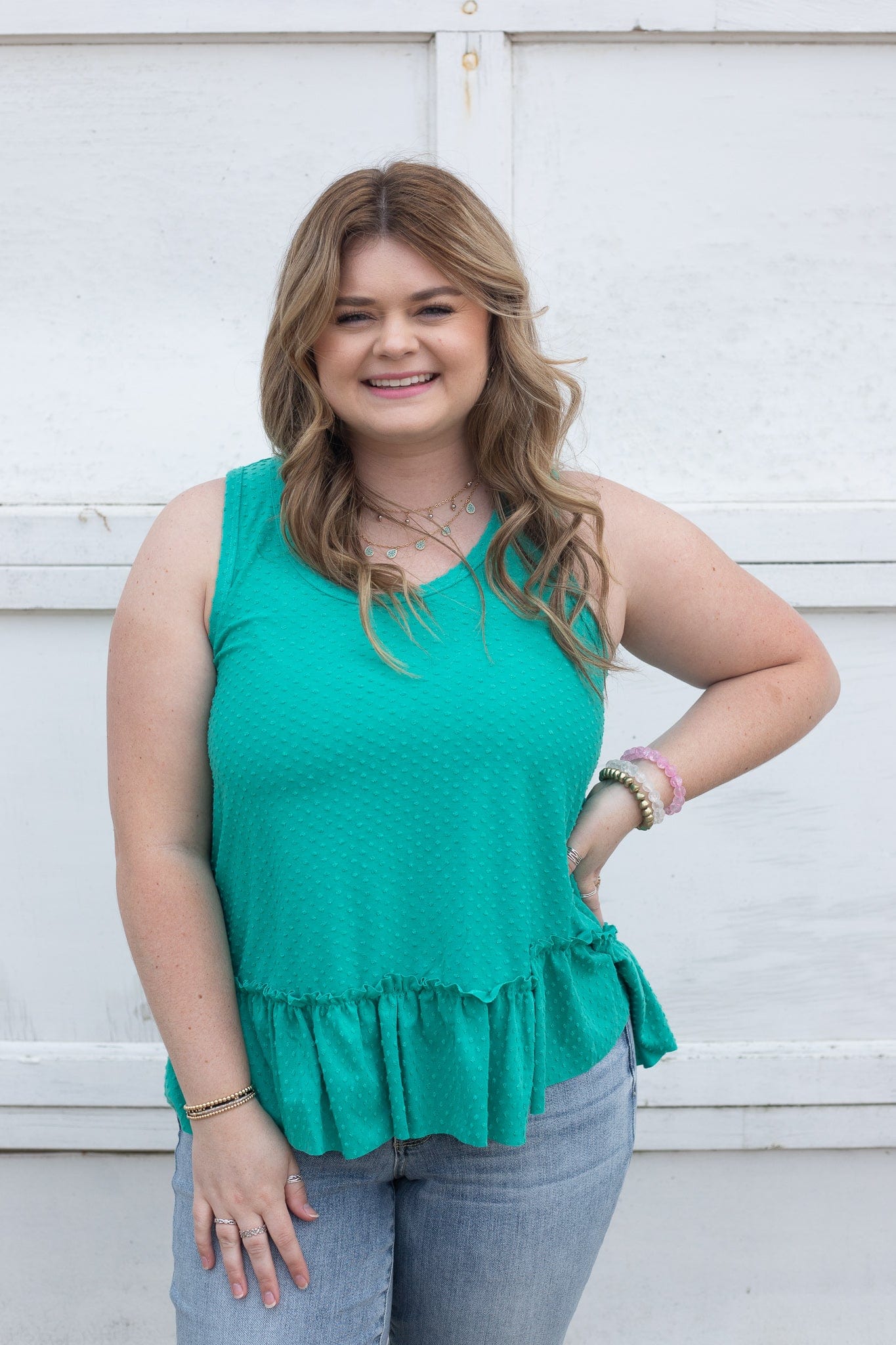 Sea Foam Swiss Dot Flowy Tank