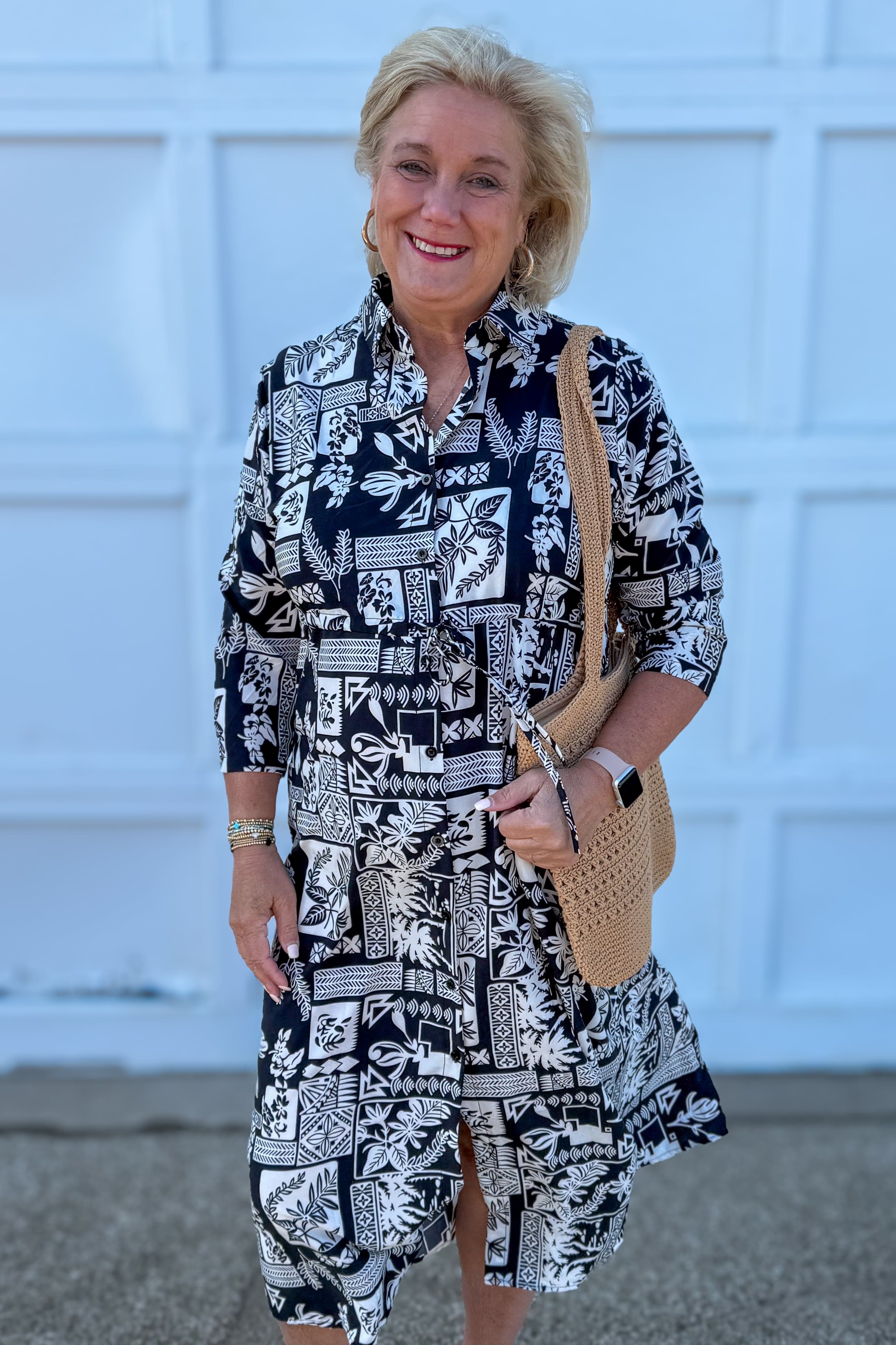 Black Tropical Geo Print Maxi Dress
