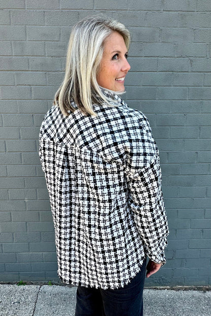 Black Tweed Plaid Shacket back