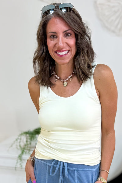 Ivory Reversible V U Neck Tank