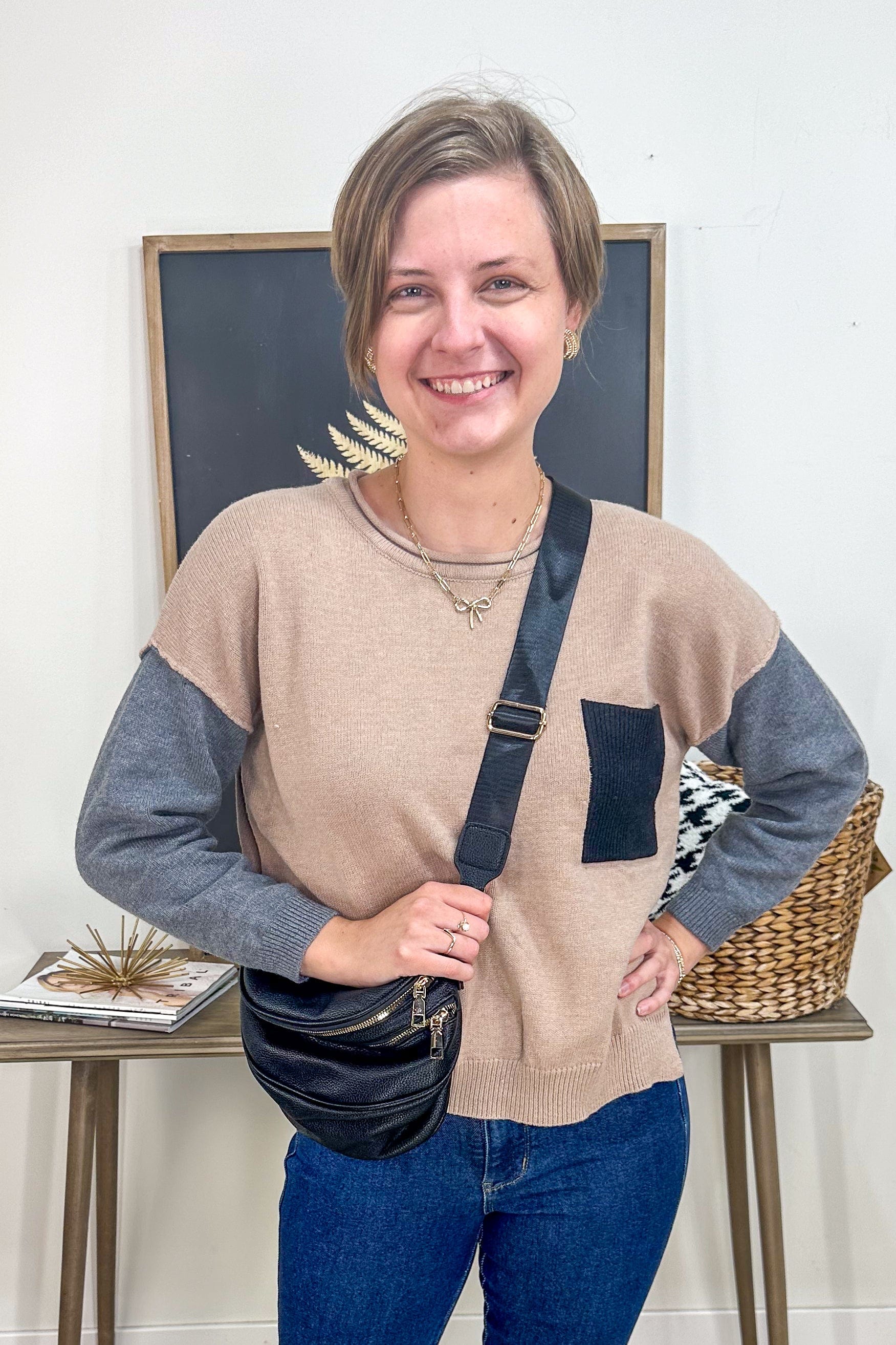 Camel Colorblock Sweater