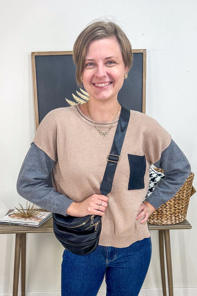 Camel Colorblock Sweater