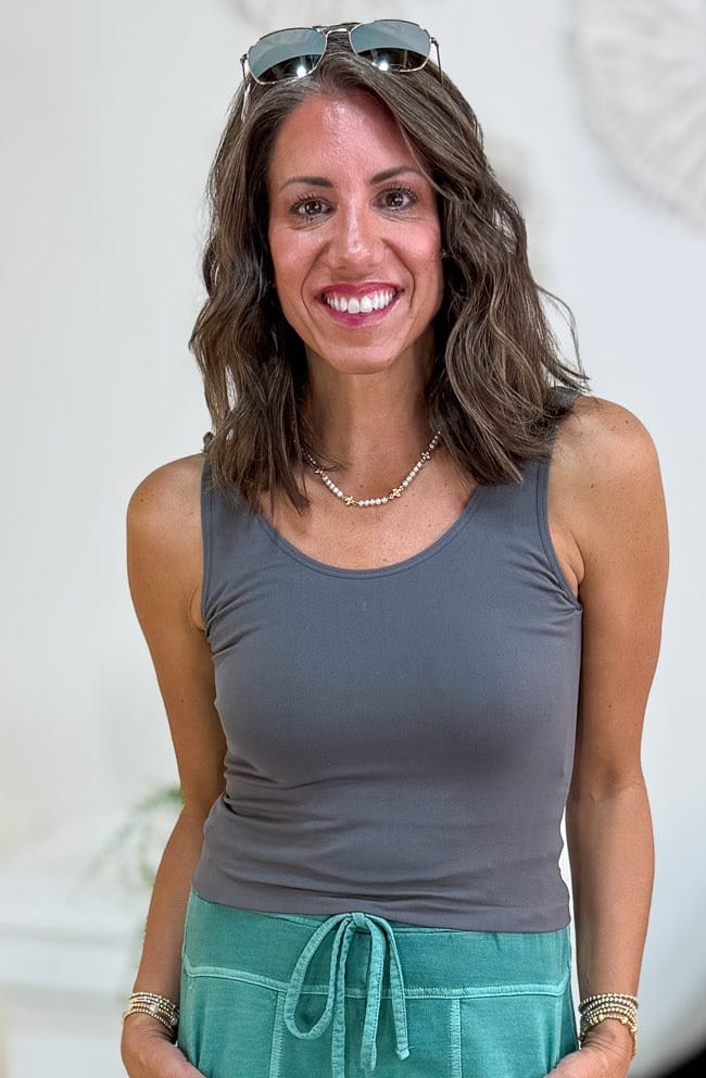 Charcoal Short Reversible V U Neck Tank