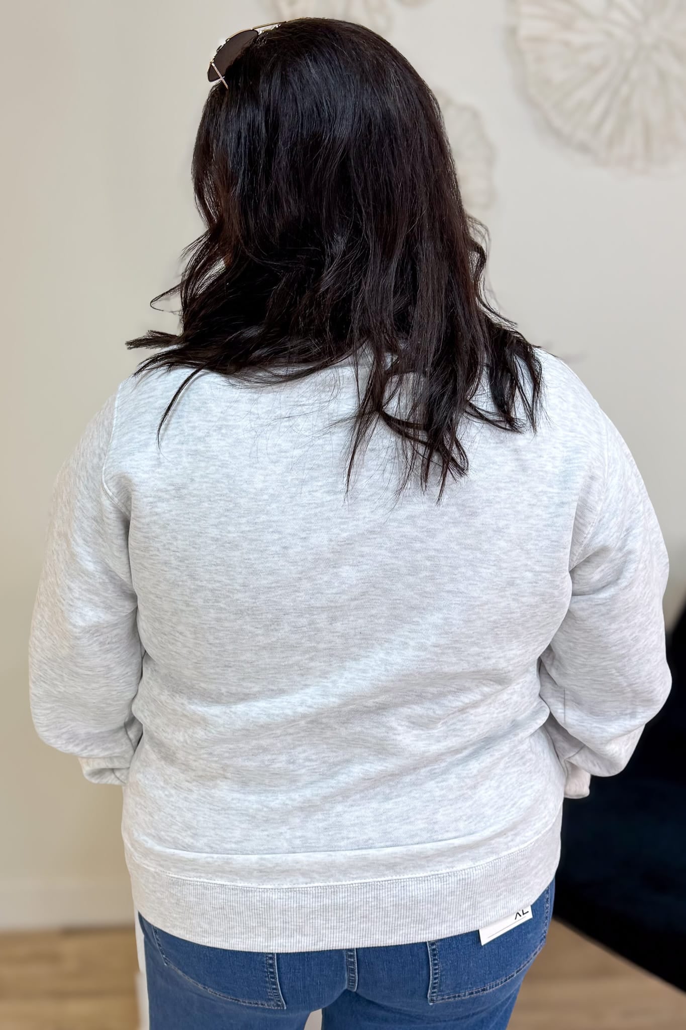 Ash Grey Lake Michigan Mock Neck Sweatshirt Back