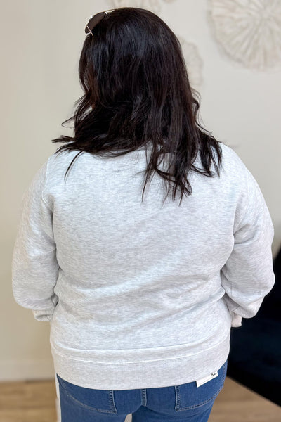 Ash Grey Lake Michigan Mock Neck Sweatshirt Back