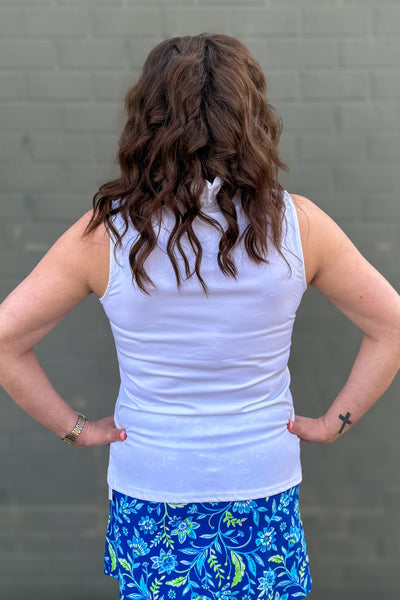 White Ruffle Neck Evelyn Sleeveless Top back