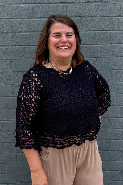 Black Crochet Tunic Top