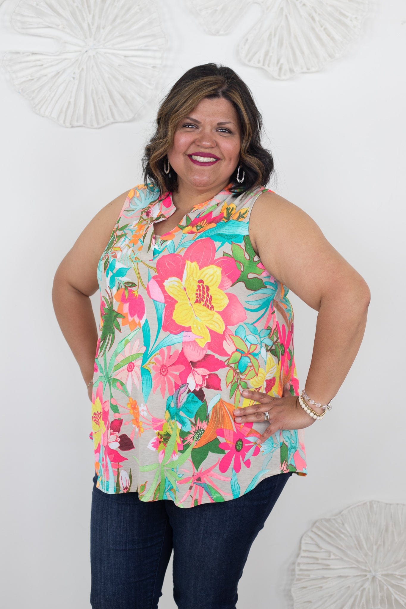 Neon Pink Floral Tank