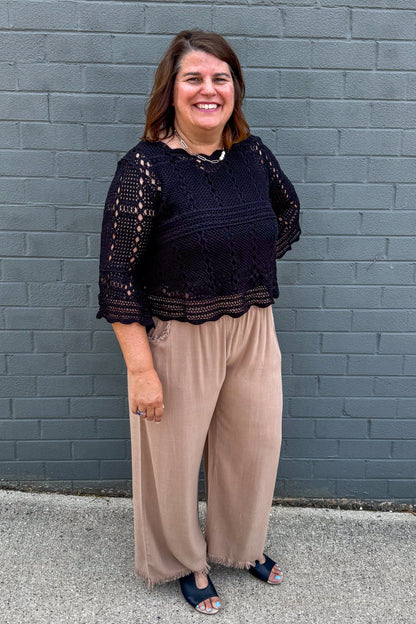 Black Crochet Tunic Top