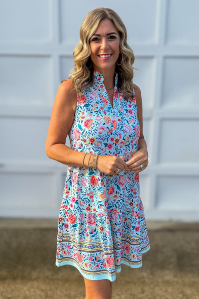Mint Laison Floral Sleeveless Tiered Dress