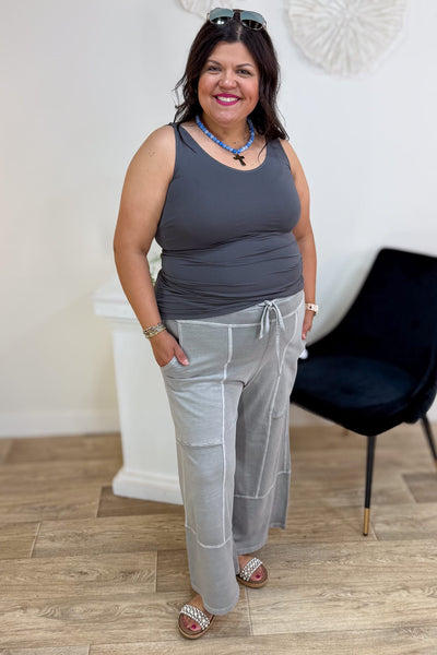 Charcoal Reversible V U Neck Tank PLUS