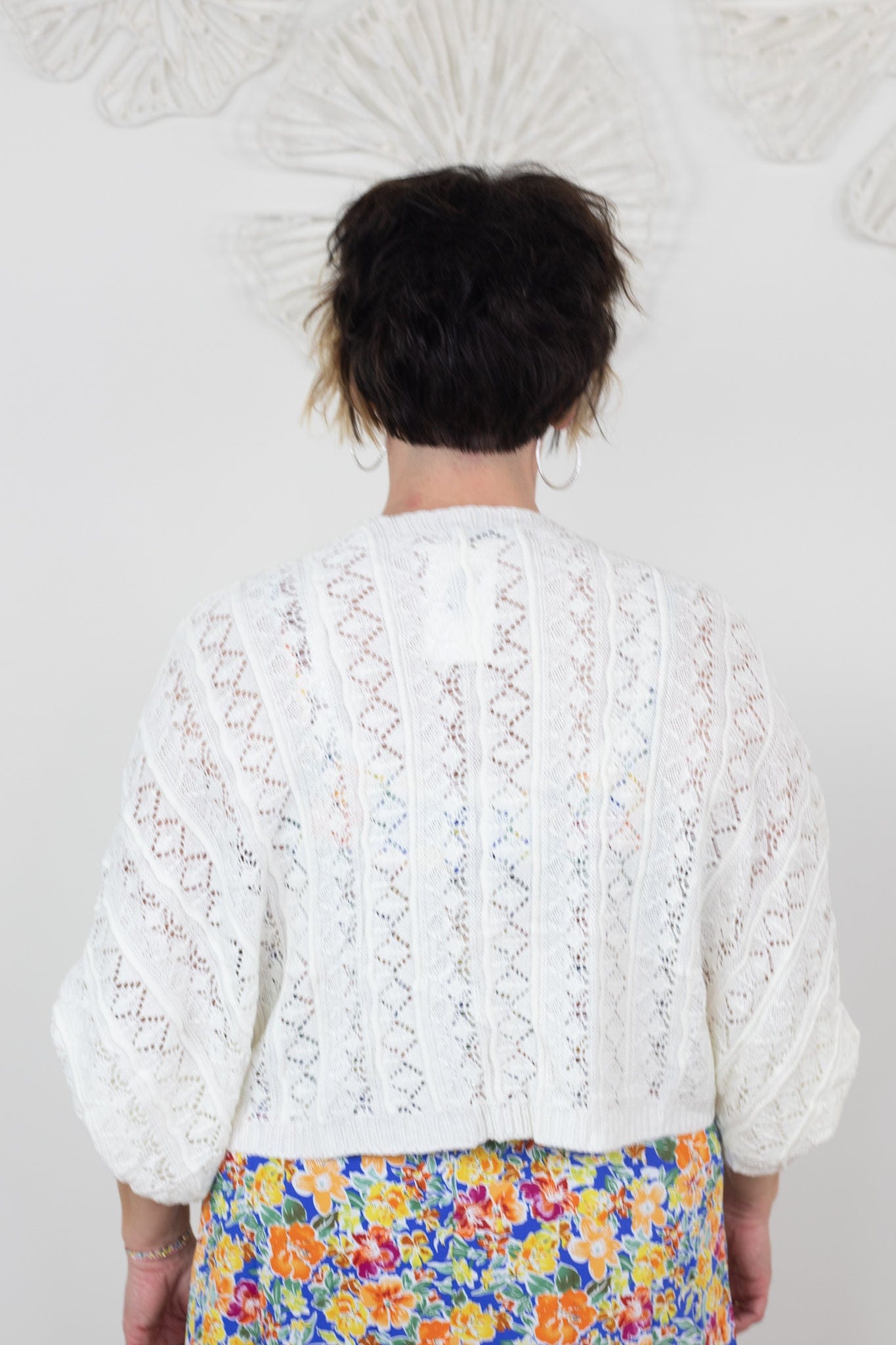 Off White Balloon Sleeve Cardigan