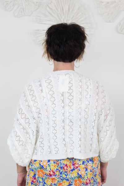 Off White Balloon Sleeve Cardigan