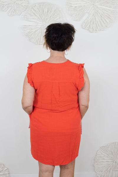 Hot Coral Linen Dress