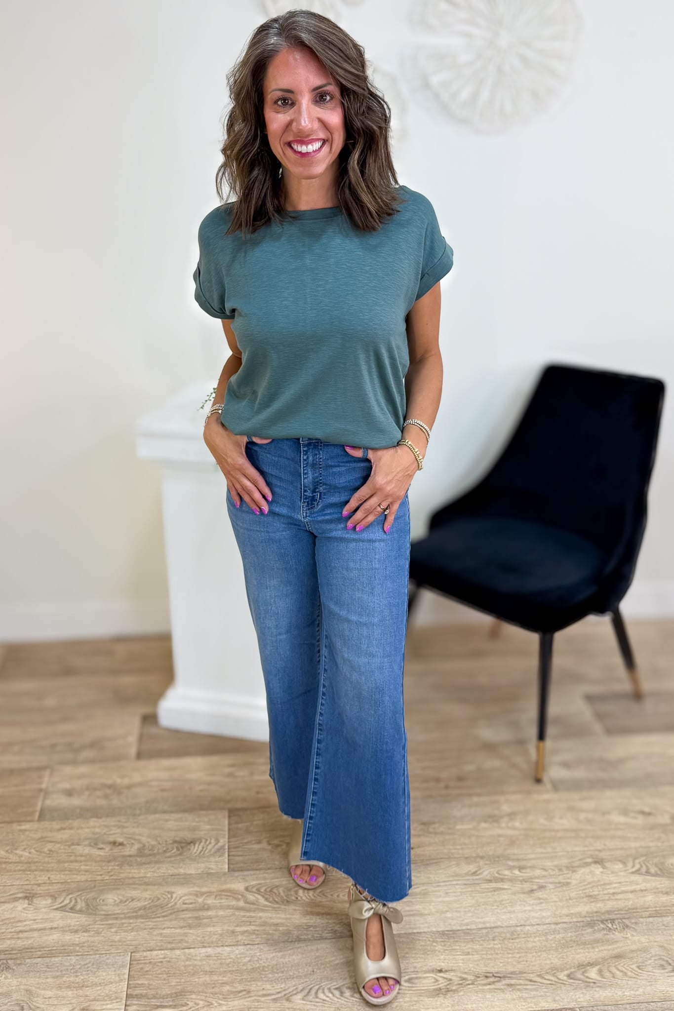 Ash Jade Modal Rolled Sleeve Tee