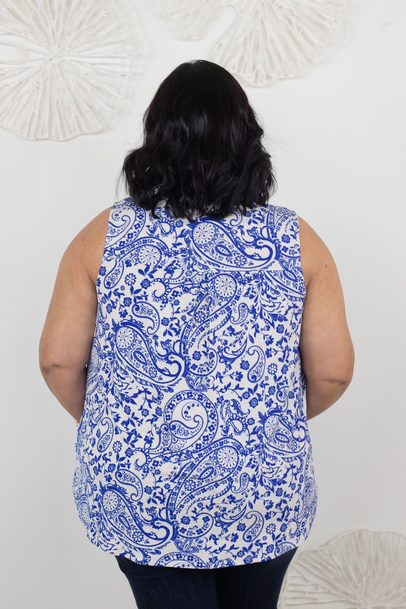 Royal Sand Paisley Sleeveless Top