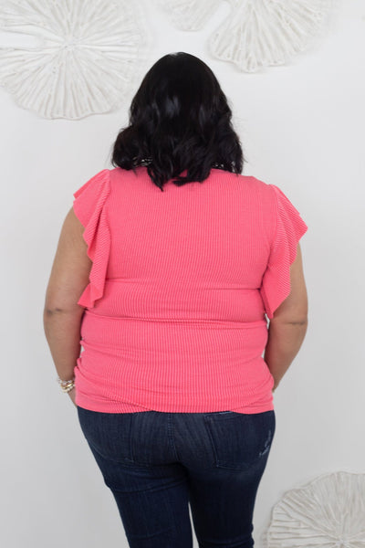 Coral Simple Ribbed Top