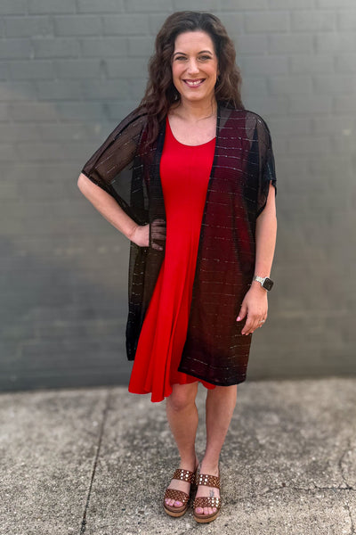 Black Metallic Kimono styled