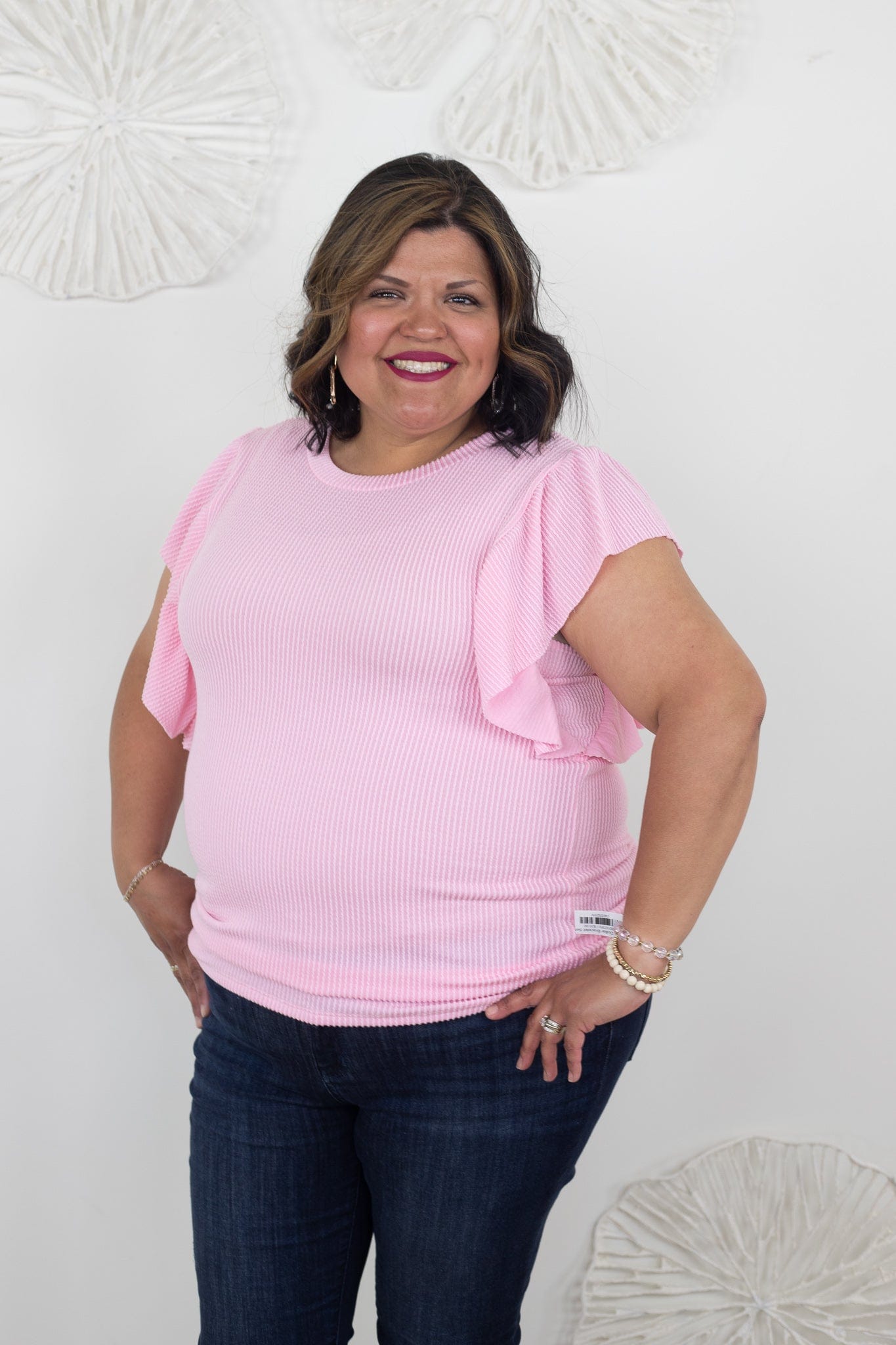 Pink Simple Ribbed Top