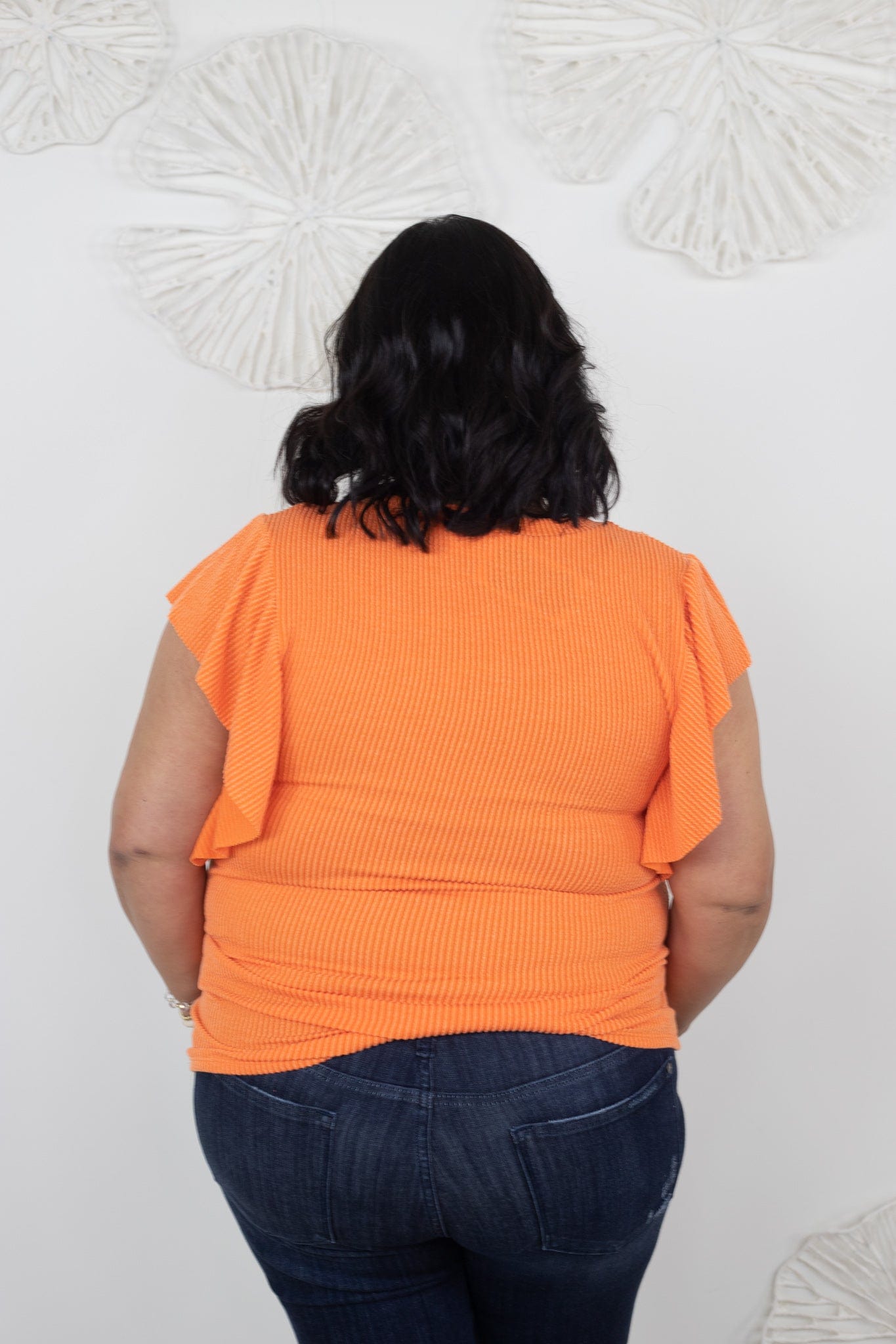 Orange Simple Ribbed Top