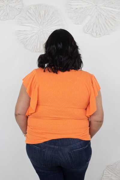 Orange Simple Ribbed Top