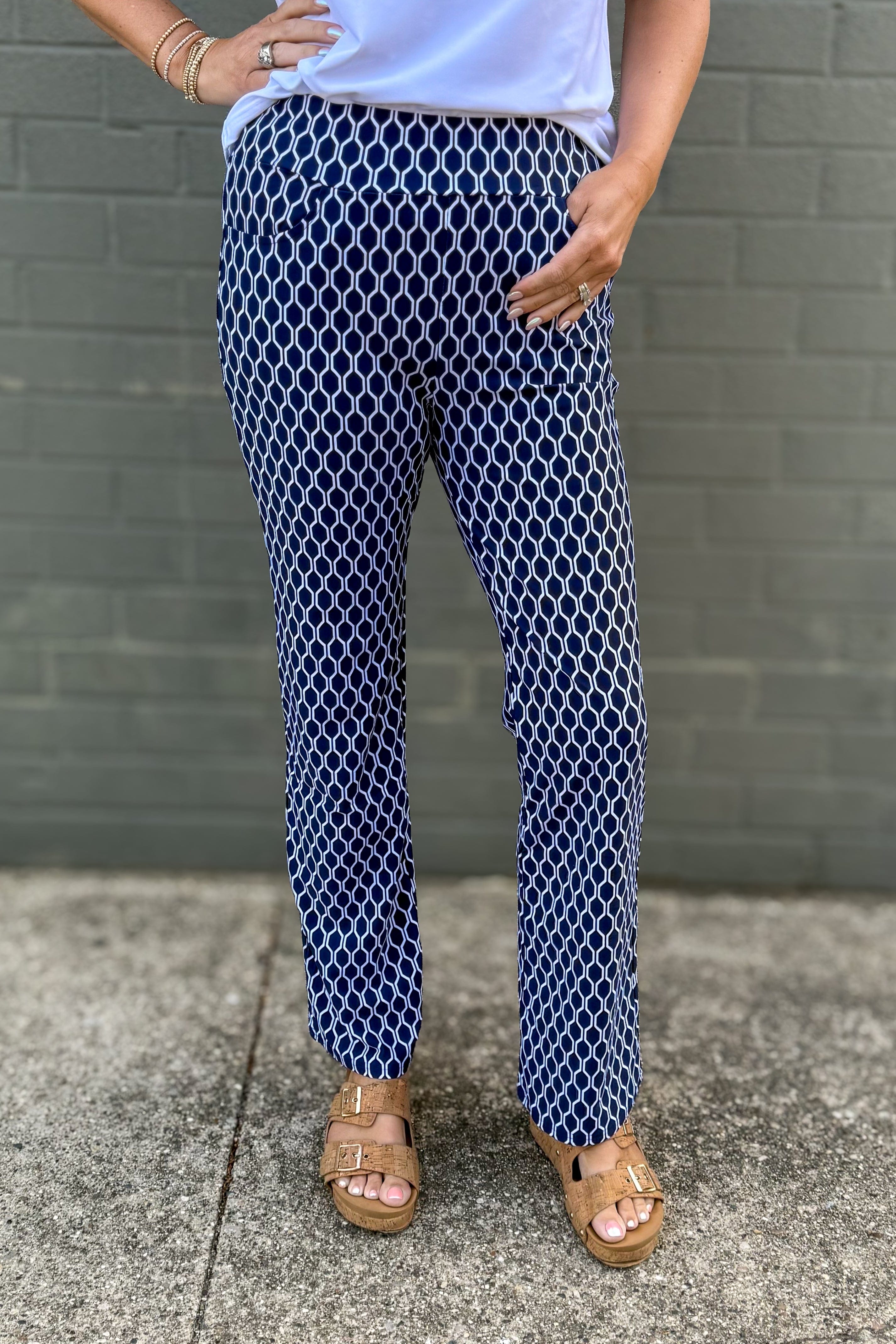 Navy Charlene Wide Leg Pant