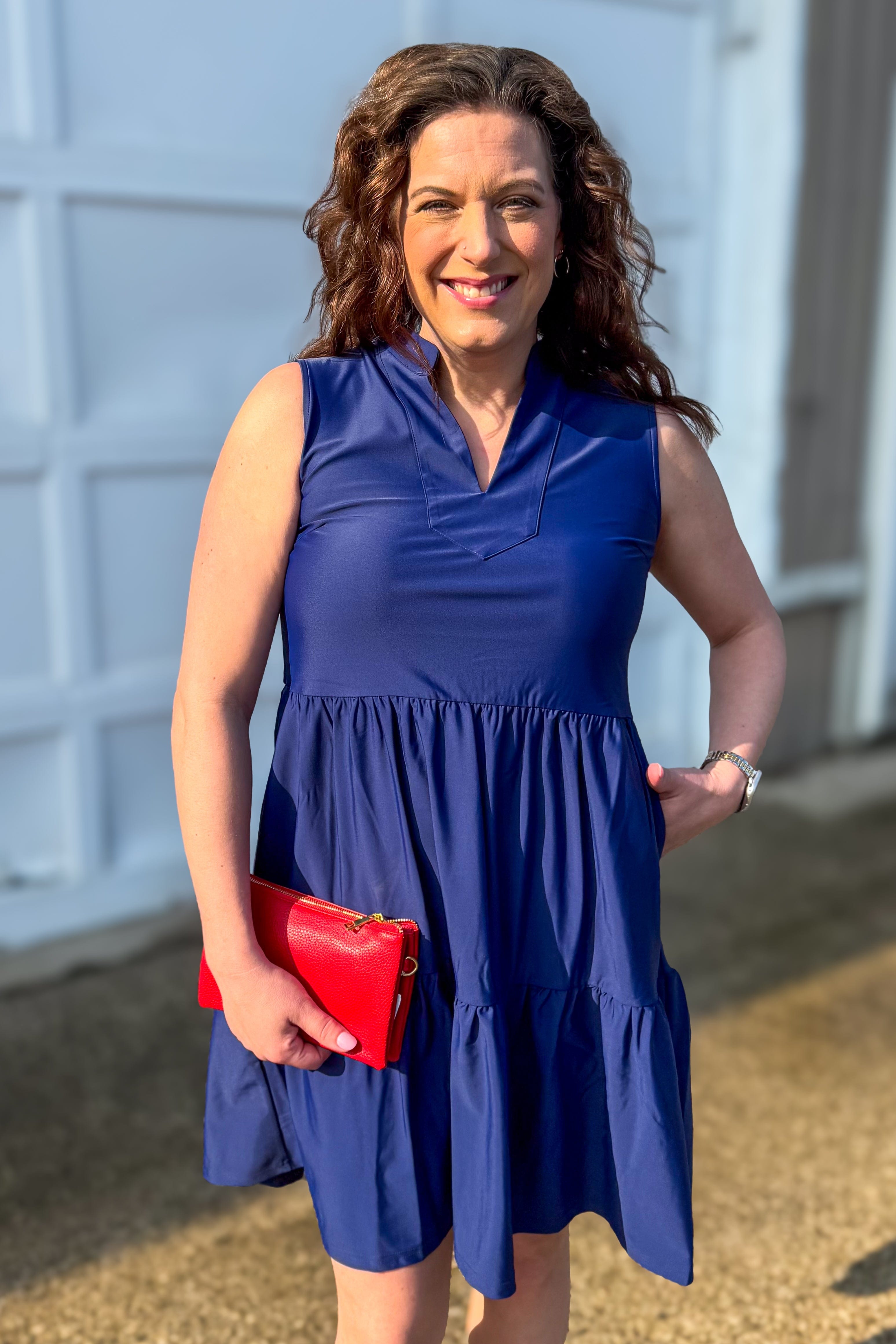 Navy Kendall Sleeveless Tiered Dress