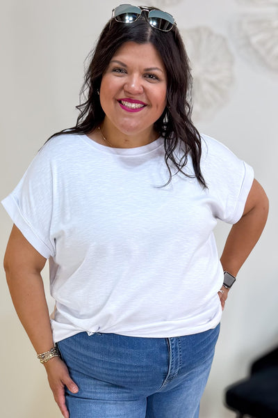 White Modal Rolled Sleeve Tee