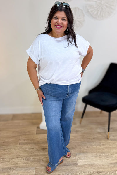 White Modal Rolled Sleeve Tee