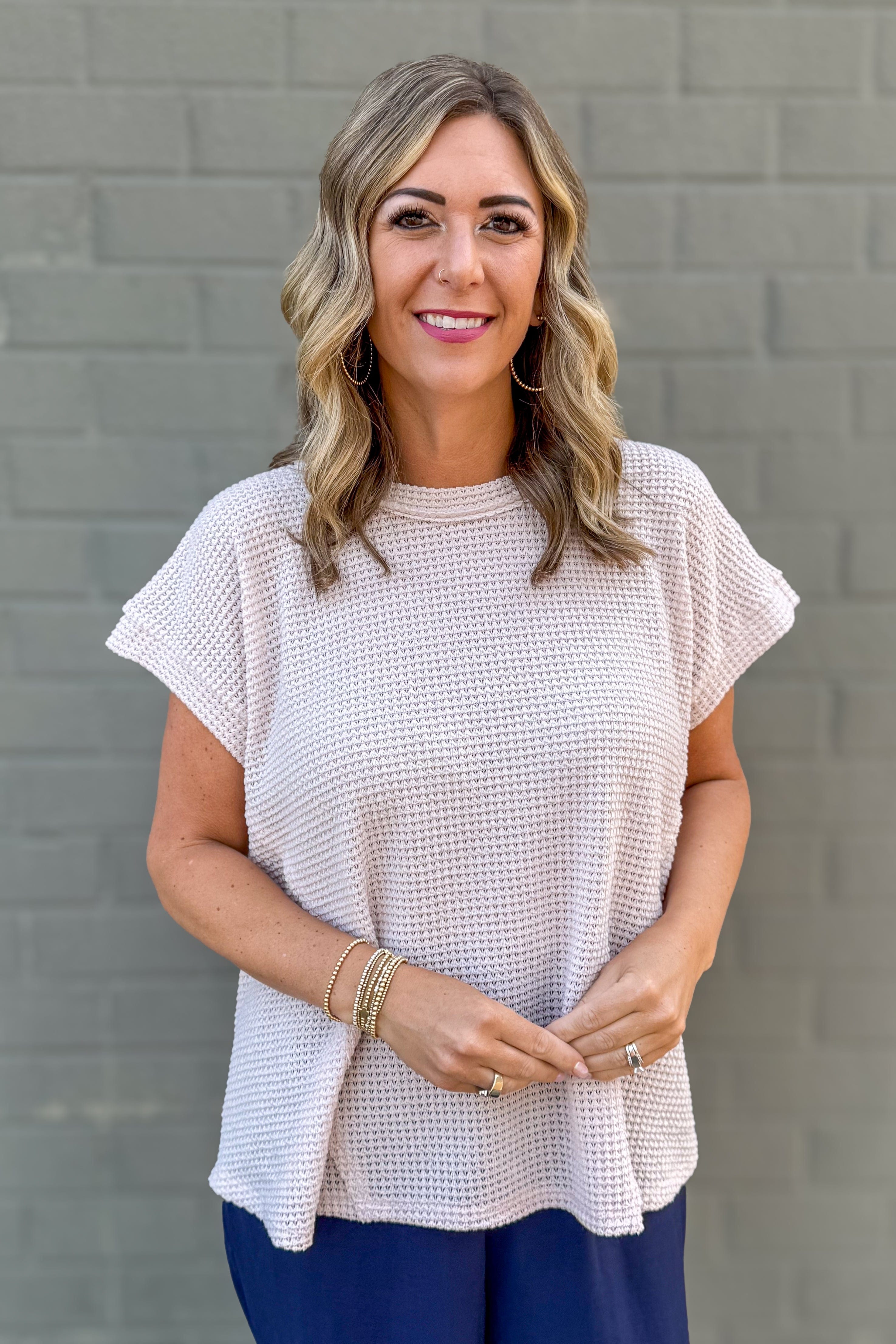 Oatmeal Waffle Weave Top