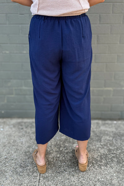 Navy Side Button Pants back