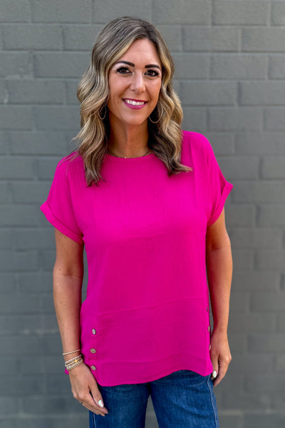 Pink Side Button Top