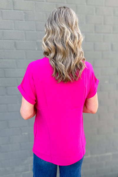 Pink Side Button Top back