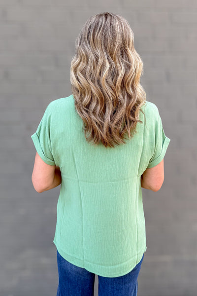 Moss Side Button Top back