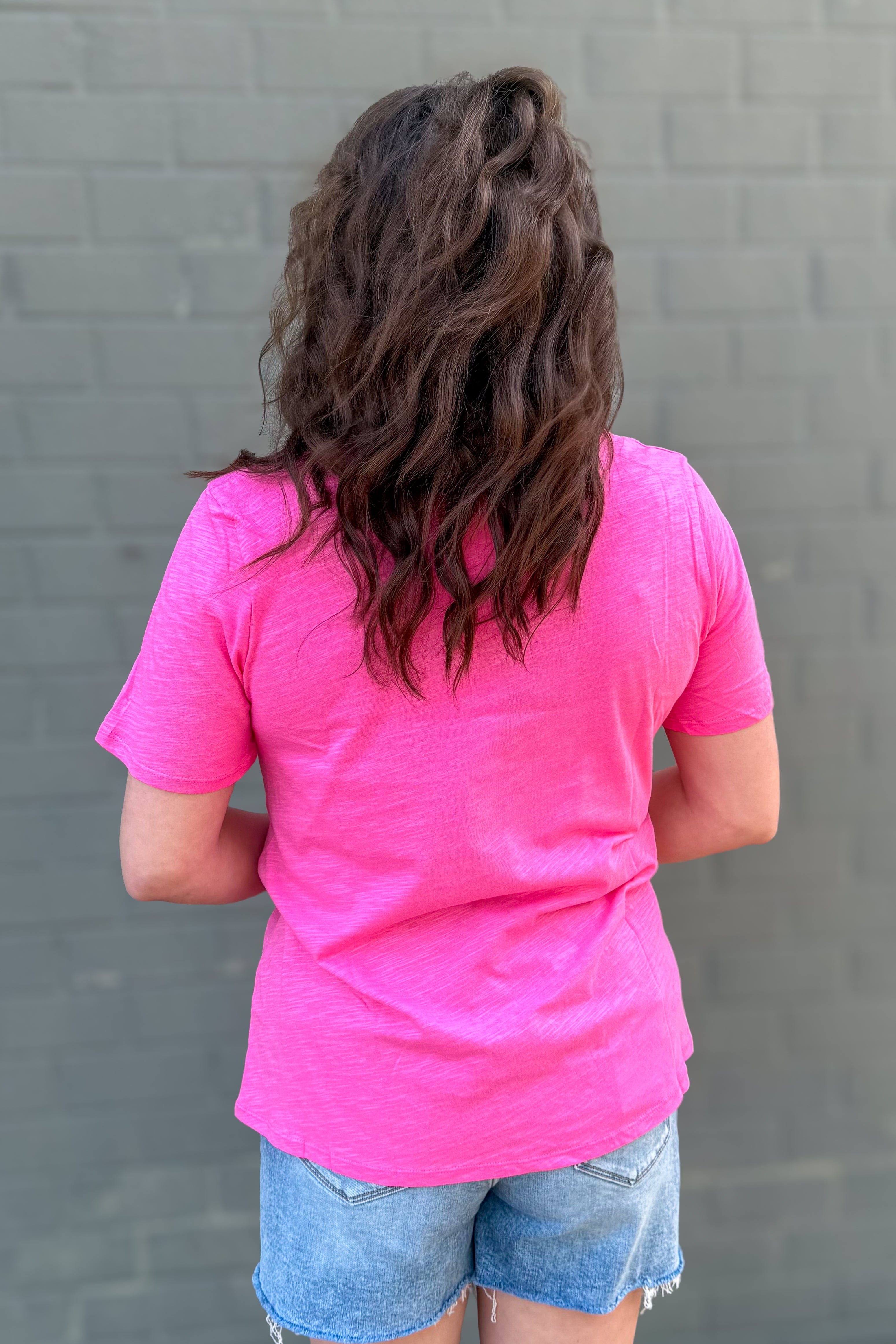 Hot Pink V-Neck T-Shirt