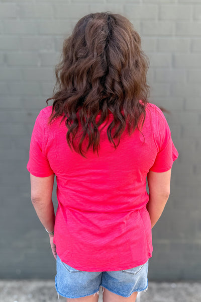Hot Coral V-Neck T-Shirt back