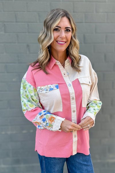 Pink Patchwork Shacket