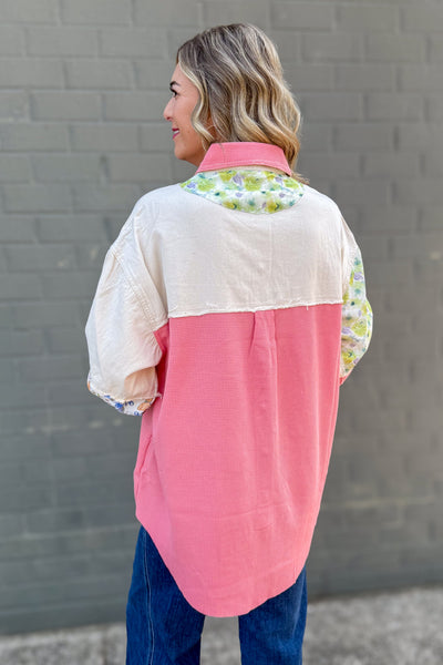 Pink Patchwork Shacket back