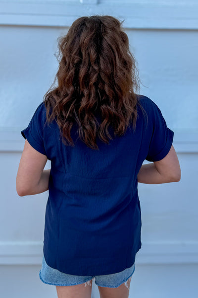Navy Side Button Top back