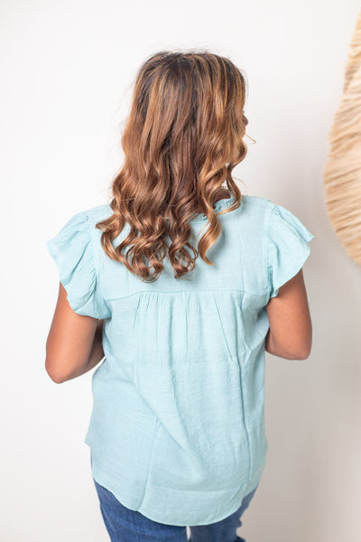 Dusty Mint Embroidered Top