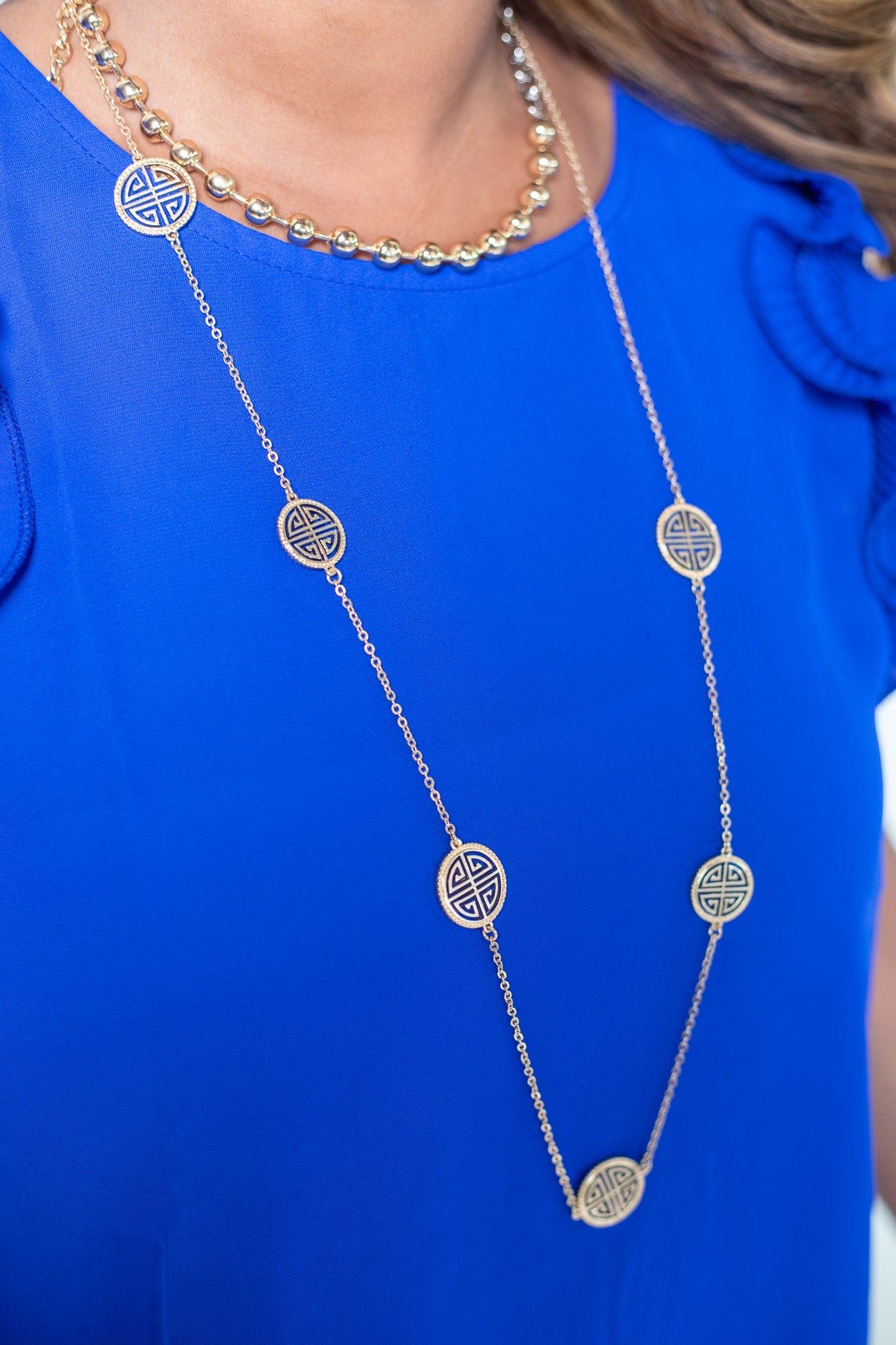 Gold Designer Disc Necklace