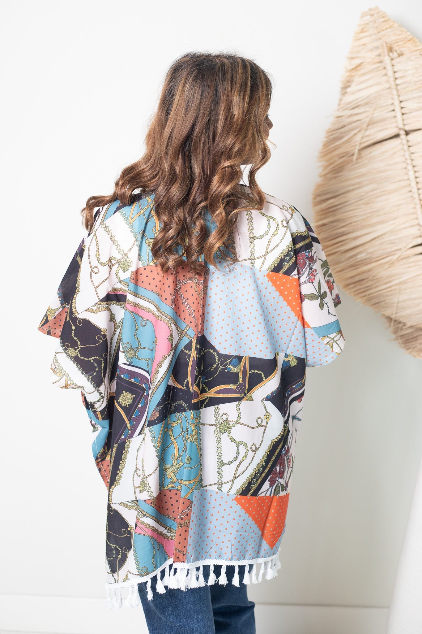 Multi Pattern Silk Kimono w/Pockets