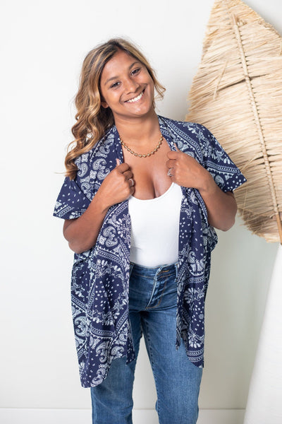 Navy Bandana Kimono