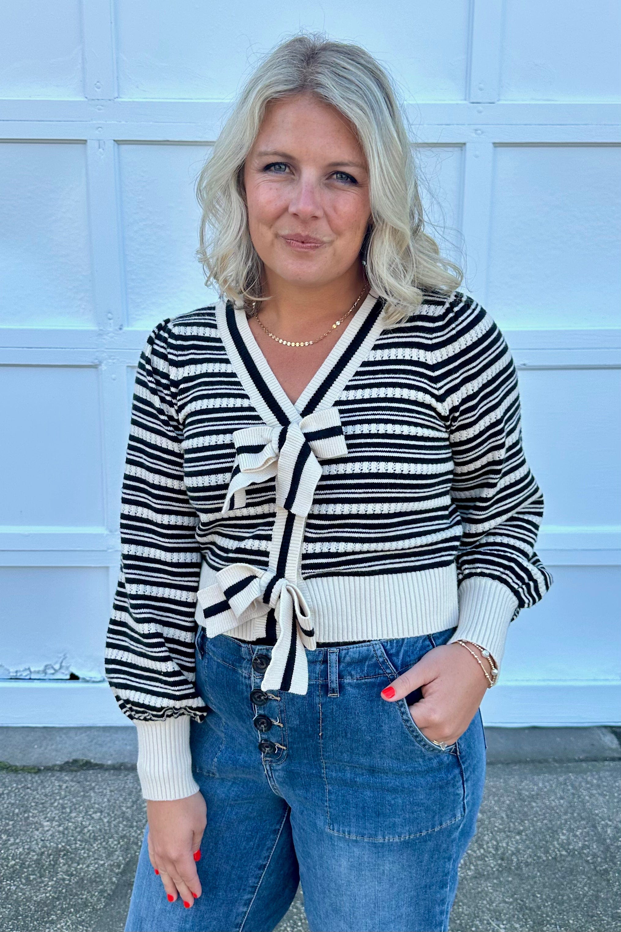 Black & Taupe Cropped Sweater