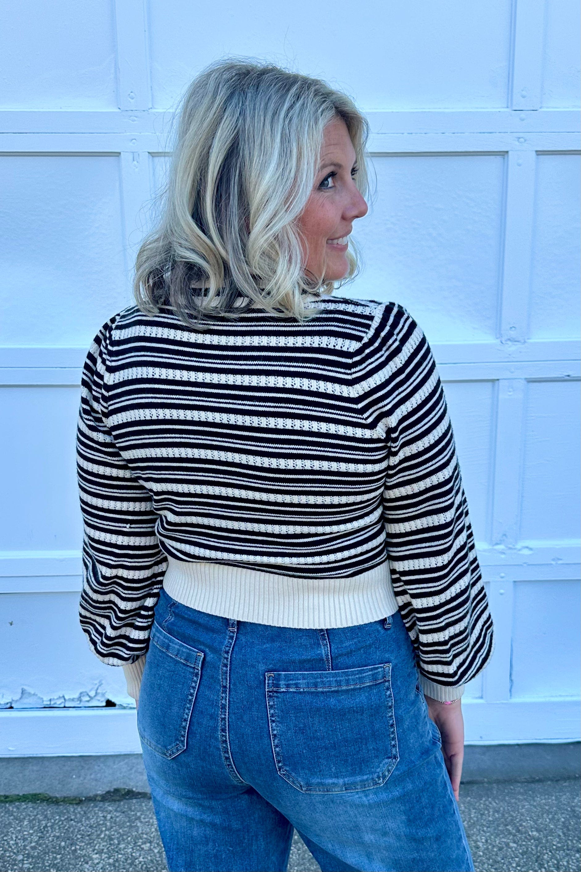 Black & Taupe Cropped Sweater back