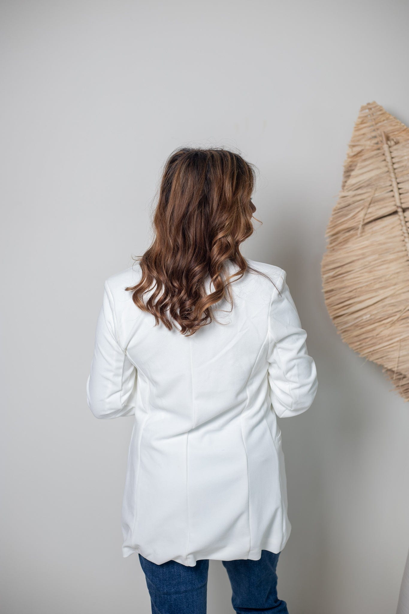 Ivory Knit Crepe Blazer