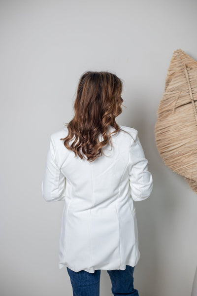 Ivory Knit Crepe Blazer